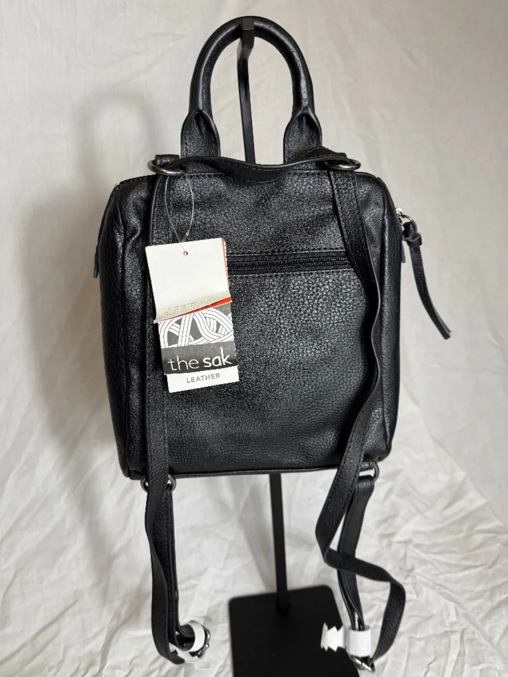 The Sak Black Leather Mini Backpack Purse Studded Detail Boho Chic Bag - Picture 2 of 6